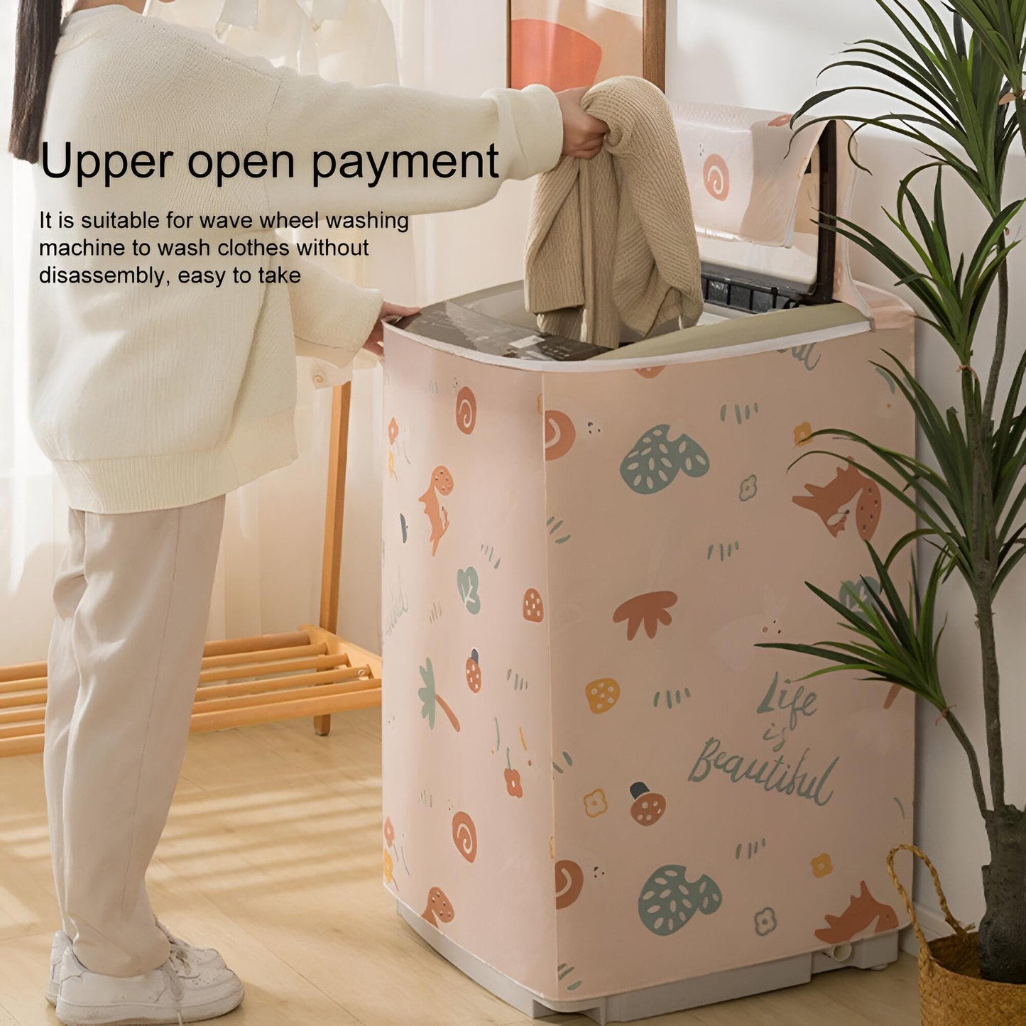 Waterproof Top-Load Washing Machine Cover with Zipper – Dustproof PEVA Protective Cover for Washing Machine.