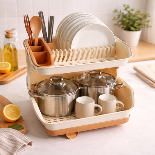 Bright Master 2-Tier Plate Rack – Stylish & Durable Dish Drainer Organizer for Kitchen